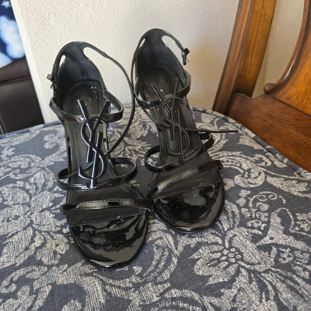 Ysl logo women's heels black size 37